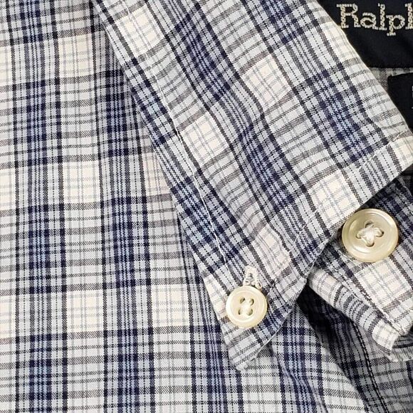 Polo Ralph Lauren Oxford Shirt Men's XL Blue Plaid SS Button Down Bartlett - Picture 6 of 11